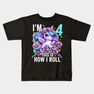 Kids 4 Year Old Shirt 4Th Birthday Girl Unicorn Kids T-Shirt